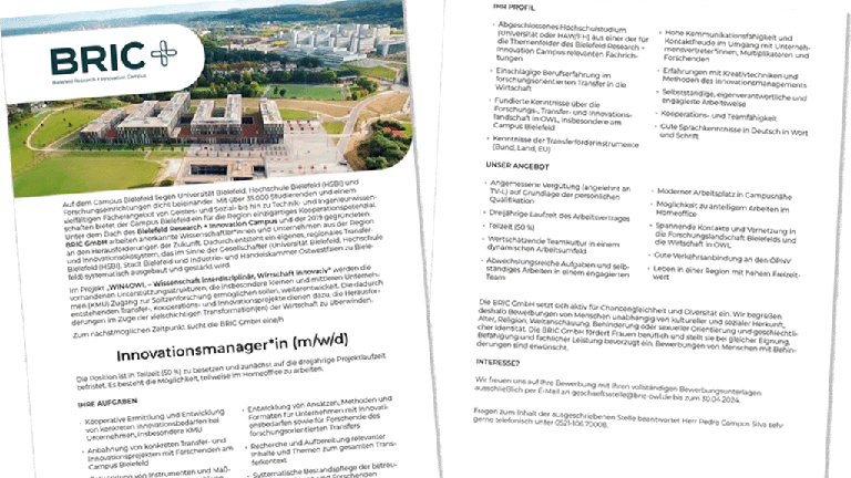 Stellenangebot: Innovationsmanager*in (m/w/d)